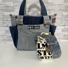 デニムリメイクトートバック＆巾着付きのサムネイル