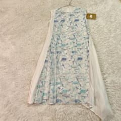 未使用⭐︎haupia ロングワンピ フレンチスリーブ アシンメトリー 刺繍 