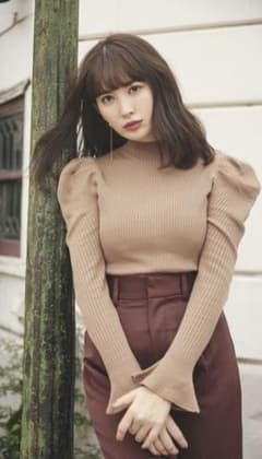 Volume Sleeve Rib Knit Topのサムネイル