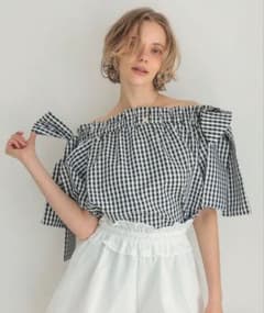最終値下げ Donoban ドノバン 2wayショルダーリボンブラウス チェック 