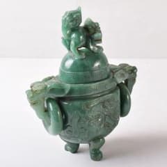 中国　玉石翡翠彫刻　雙耳活環　獅子鈕蓋爐　香炉　V　R8792 中国 玉石翡翠彫刻 雙耳活環 獅子鈕蓋爐 香炉 V R8792 - メルカリ