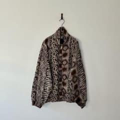 ビンテージ 総柄ジャケット ヒョウ柄ブルゾン シルク レオパード