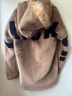 ファー付きベージュフリースジャケット M
