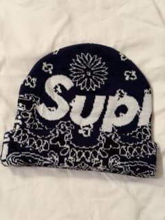 中古 Supreme Bandana Big Logo Beanie Blue - メルカリ