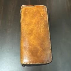メンズ レザー長財布 ラウンドファスナー　イタリア