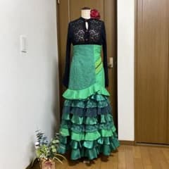 フラメンコ衣装 ハンドメイド グリーンのファルダ - メルカリ