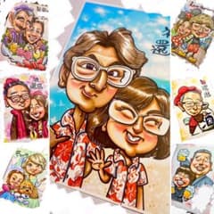 世界で1枚の手描きのオーダーメイド似顔絵☆ご両親感謝状☆プレゼント