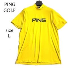 新品 PING ピン ゴルフ ビッグロゴ モックネック シャツ イエロー L