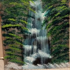 滝の風景 油彩画 - メルカリ