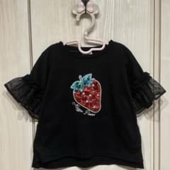美品 メゾピアノ Bigイチゴ袖フリル 半袖Tシャツ 黒 120cm - メルカリ