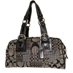 【定番】 COACH コーチ シグネチャー ハンドバッグ ブラックのサムネイル