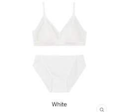 LIKEWILLOW 100% シルク ノンワイヤーブラ 上下セット 白 L
