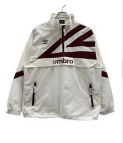 UMBRO ナイロンジャケット ホワイト×ボルドー L - メルカリ