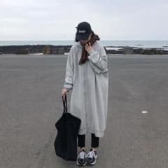 ロング ジップアップパーカー スウェット ビッグシルエットのサムネイル