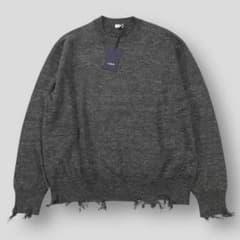 美品 LOEFF ロエフ 26SS ダメージ ニット プルオーバー 3 グレー 美品 LOEFF ロエフ 26SS ダメージ ニット プルオーバー 3 グレー