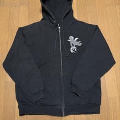 【15オンス極厚・ダブルジップ】ヘビーウェイト ジップパーカー 黒 XL 天使のサムネイル