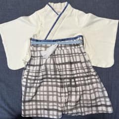 値下げ！スウィートマミー　 袴ロンパース  男の子　90 ホワイトチェックのサムネイル