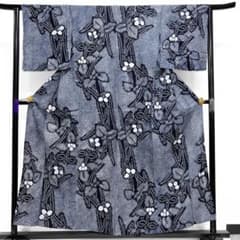 浴衣　有松鳴海絞り　藍染　菖蒲　花模様　着物　041b p 浴衣 有松鳴海絞り 藍染 菖蒲 花模様 着物 041b p - メルカリ