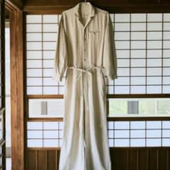 専用 Camphor wood リネンジャンプスーツつなぎ Lサイズ アイボリー
