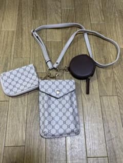 スマホショルダーバッグ 3点セット ホワイト/ブラウンのサムネイル