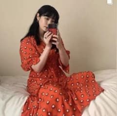 【美品】adam et rope 花柄 半袖 カシュクールロングワンピースのサムネイル