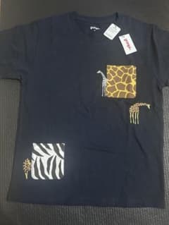 動物柄ポケット付きネイビーTシャツのサムネイル