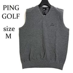 新品 PING ピン ゴルフ Vネック ニット ベスト プルオーバー 灰 M 