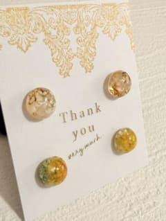 レジン　ドライフラワー　ステンレス　ピアス　4点セット　大人可愛い　匿名配送のサムネイル