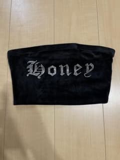 Honey ラインストーン ベアトップ チューブトップ ブラックのサムネイル