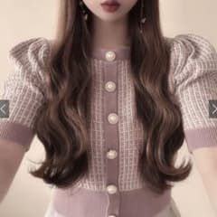 GRL チェック柄ツイードショート丈ニットトップス rut804のサムネイル
