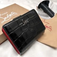 ◇レア極美品◇ルブタン パロマ 折り財布 クロコ型押し×ラバーソール