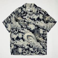和柄】90s マカナレイ アロハシャツ 龍 S 開襟シャツ サンサーフ 