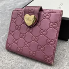 GUCCI グッチ 折り財布 ピンク レザー エンボスロゴ GG総柄 - メルカリ