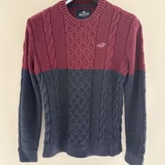 【HOLLISTER】ホリスター ケーブルニット セーター バイカラーSのサムネイル