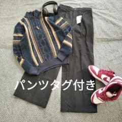 極美品c-boy styleシティボーイ コーデ売りS~M柄ニットアメカジY2K