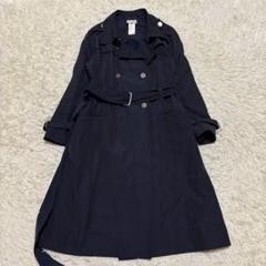 美品 42 CELINE ロゴ刺繍 銀ボタン トレンチコート ロング丈 ネイビー 美品 42 CELINE ロゴ刺繍 銀ボタン トレンチコート ロング丈