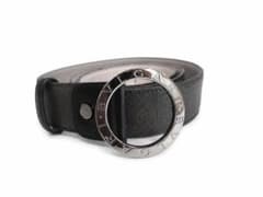 BVLGARI （ブルガリ）メンズ ベルト レザー サークルロゴ ブラック黒