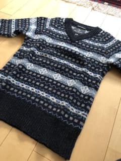 美品 ナイジェルケーボン オーセンティックライン フェアアイル柄 ニット Vネック スコットランド製 NIGEL CABOURN 美品ナイジェルケーポン・ベスト・フェアアイル柄・ウール