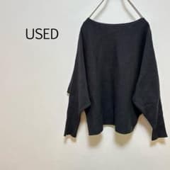 c0427[USED]돌만 슬리브 긴팔 니트 L 보트 넥 리브