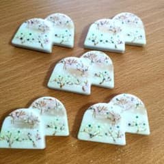 新品未使用〉箸置き 御室桜 5客セット 京焼 清水焼 陶器 紫泉 【HA-8