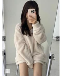 ボアVネックトップスショートパンツセットアップ［ze824］ふわふわ パジャマのサムネイル