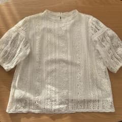 PAGEBOY ホワイト レース 半袖ブラウス Fのサムネイル