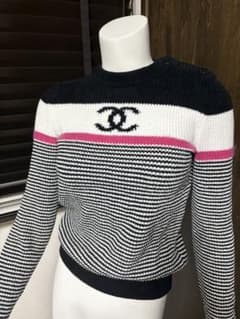 22BCHANEL Ｐ73495シャネルボーダー長袖ニット白黒ピンク34 22BCHANEL P73495シャネルボーダー長袖ニット白黒ピンク34 - メルカリ