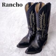Rancho ウエスタンブーツ　刺繍　ブラック Rancho ウエスタンブーツ 刺繍 クリーム ブラック - メルカリ