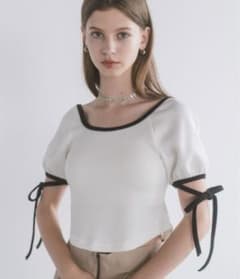 ECREL クロップドリボンリンガーTシャツのサムネイル