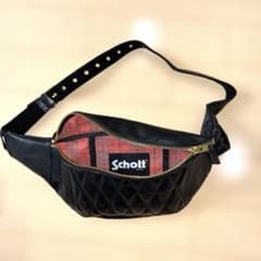 極美品 Schott ショット 黒 レザー ボディバッグ ショルダーバック