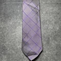 美品 ポールスミスコレクション ネクタイ シルク チェック 紫 大剣幅