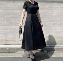 JENNE オープンカラー サテンワンピース ブラック タグ付き新品 | Mercari