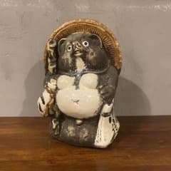 信楽焼 狸庵 縁起物 たぬき置物 昭和レトロ 美品 35cm - メルカリ