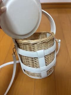 ホワイトレザーコンビ かごバッグ ショルダーのサムネイル